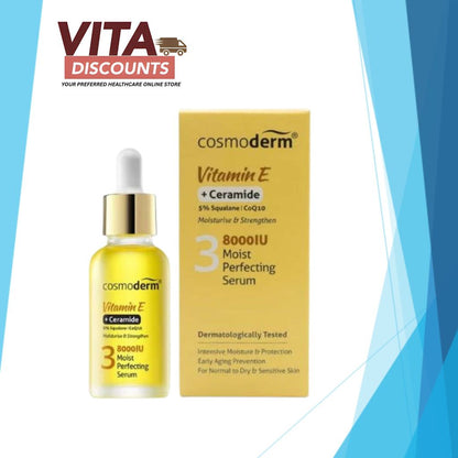 Cosmoderm Vitamin E + Ceramide Moist Perfecting Serum 8000Iu (30ml) [Exp 07/2027]