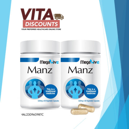 Megalive Manz 520mg Vcaps (60's) Pack-Of-2 [Exp 09/2027]  [Extra 2 Gift]