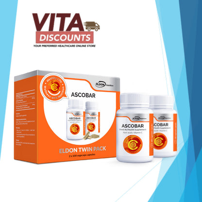 Eldon Nutrition Ascobar 500/50mg Vcaps (100's) Pack-Of-2 [Exp 10/2027]  [Extra 2 Gift]