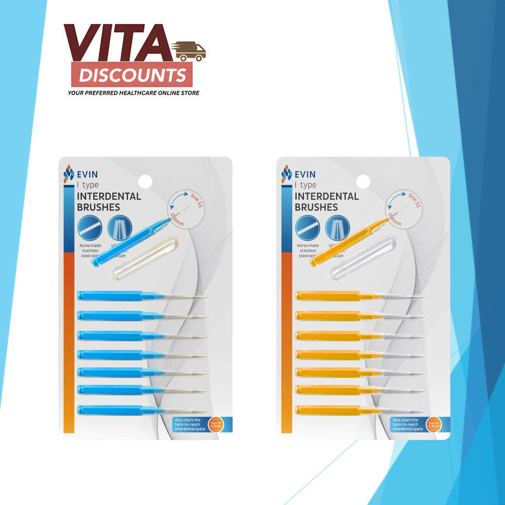 Evin I Type Interdental Brushes - Size 0.6mm/1mm (8's)