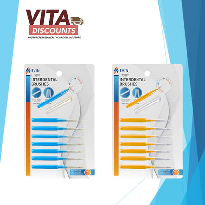 Evin I Type Interdental Brushes - Size 0.6mm/1mm (8's)