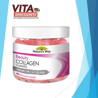 Nature's Way Gummies With Collagen 2500mg Collagen Peptide Berry Flavour (40's)
