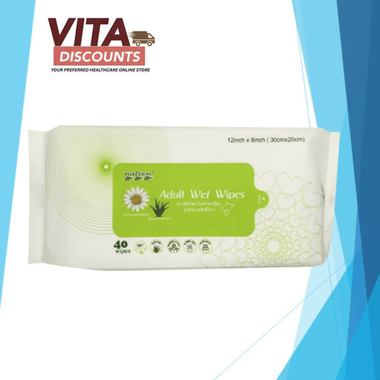 Nateen Adult Wet Wipes (30 x 20cm x 40's) [Exp 09/2027]