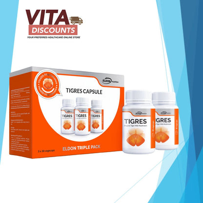 Eldon Nutrition Tigres Capsule Vcaps (30's) Pack-Of-3 [Exp 07/2027]  [Extra 2 Gift]
