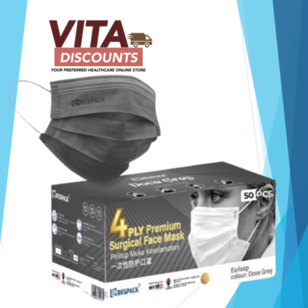 Respack 4-Ply Premium Surgical Face Mask - Pearl White/Dove Grey/Ash Blue (50's)