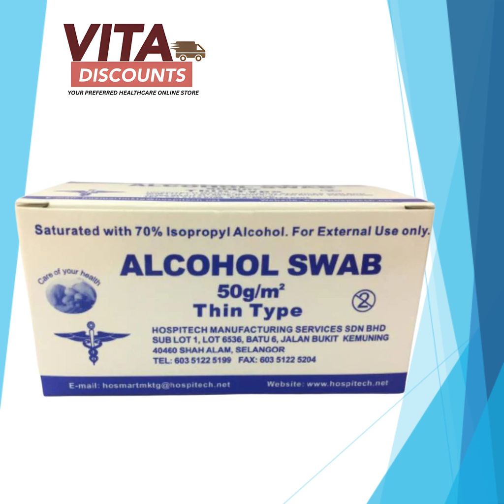 Hospitech Alcohol Swab 70% Regular Isopropyl Alcohol (100's)