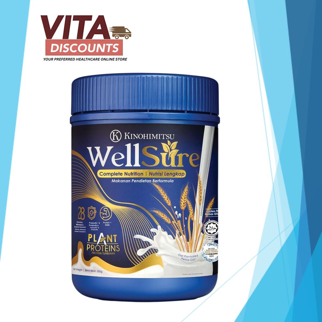 Kinohimitsu Wellsure Plant-Based Complete Nutrition Powder Oat Flavour (850g) [Exp 08/2027]