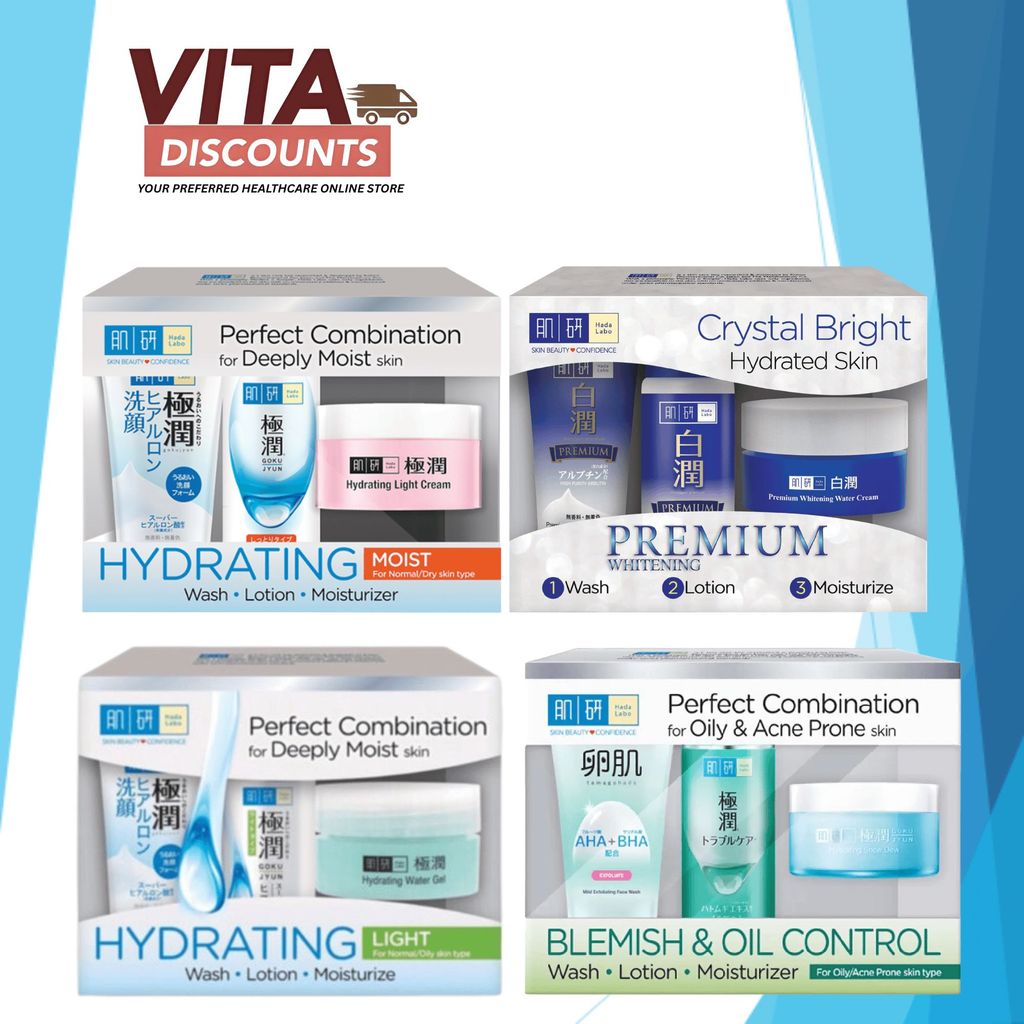 Hada Labo 123 Trial Set - Premium Whitening/Blemish & Oil Control/Hydrating Moist/Hydrating Light [Exp 11/2027]