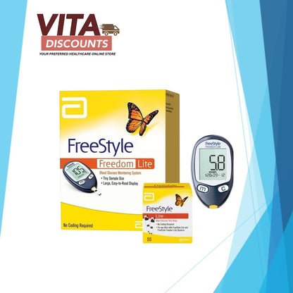 Freestyle Freedom Lite Blood Glucose Monitoring System + 10 Lancets [Free 3 Gifts] [No Test Strips]