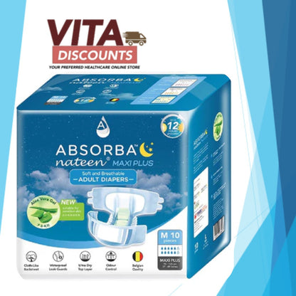 Absorba Nateen Maxi Plus Adult Diapers - Size M/L (10's)