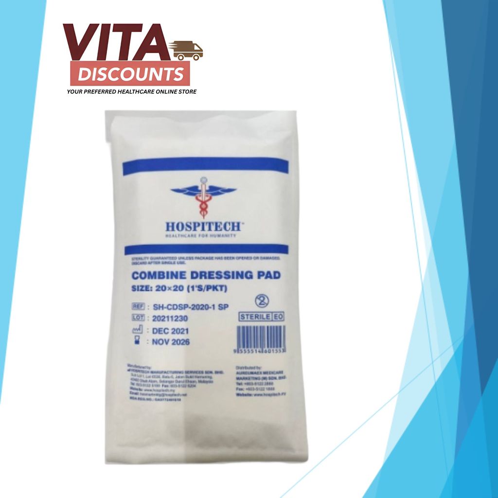 Hospitech Sterile Combine Dressing Pad (20 x 20cm x 1's) [Exp 09/2030]