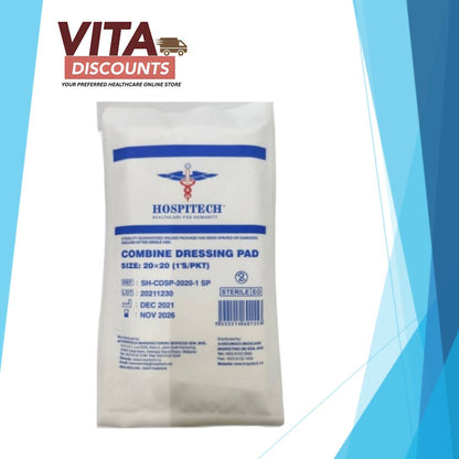 Hospitech Sterile Combine Dressing Pad (20 x 20cm x 1's) [Exp 09/2030]