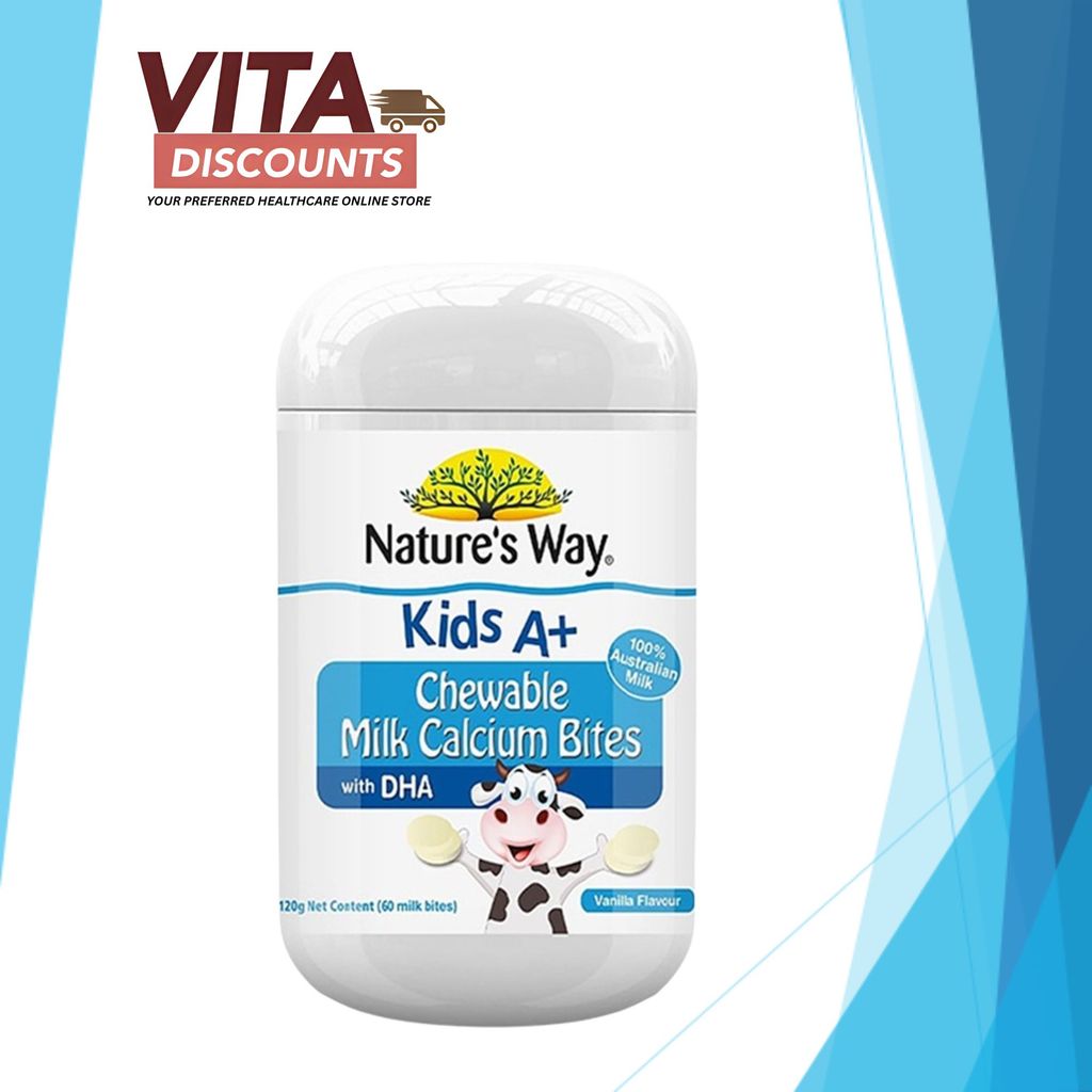 Nature's Way Kids A+ Chewable Milk Calcium Bites With Dha Tabs (60's) [Exp 03/2027]