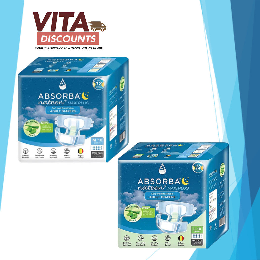 Absorba Nateen Maxi Plus Adult Diapers - Size M/L (10's)