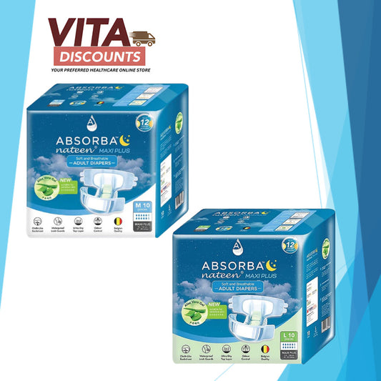 Absorba Nateen Maxi Plus Adult Diapers - Size M/L (10's)