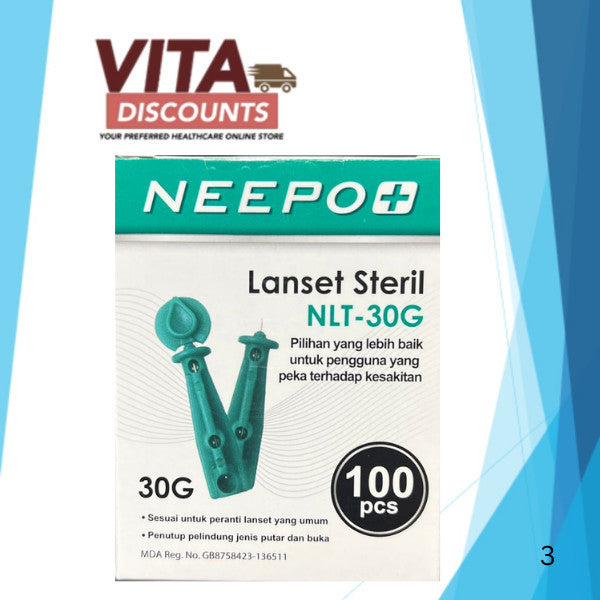 Neepo Sterile Lancets Nlt-30G (100's) [Exp 09/2030]