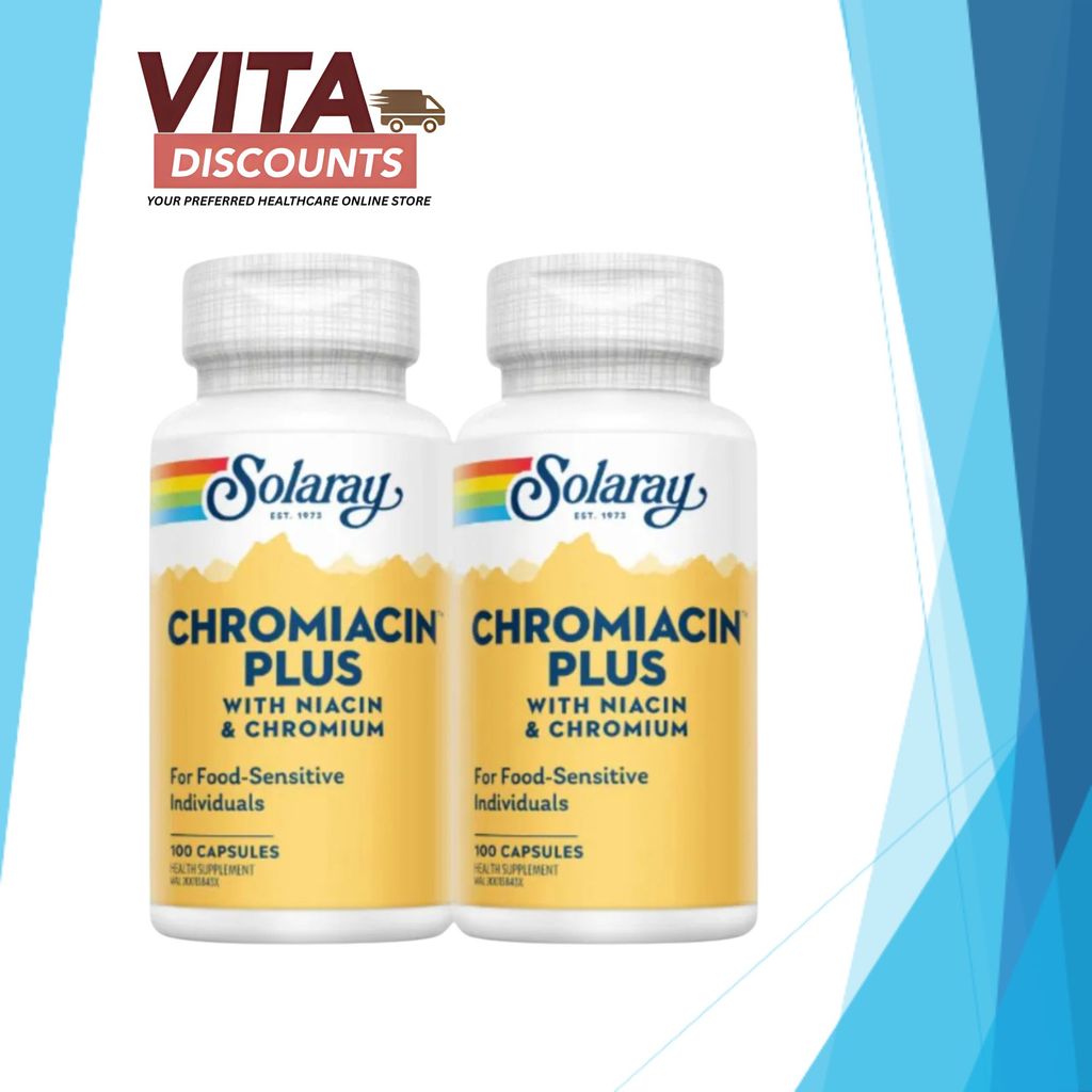Solaray Chromiacin Plus Caps (100's x 2 Pack) [Exp 04/2027]