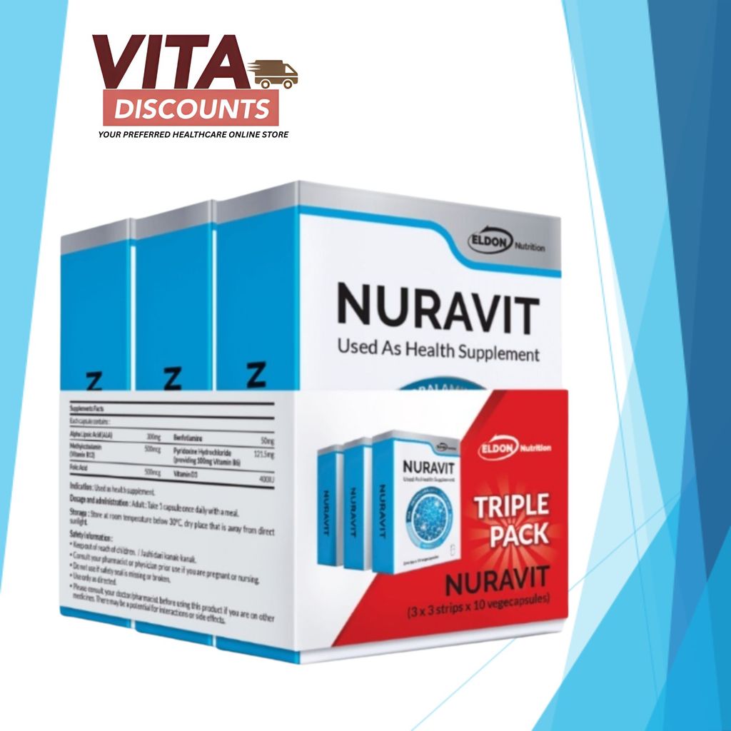Eldon Nutrition Nuravit Vcaps (30's) Pack-Of-3 [Exp 08/2027]  [Extra 2 Gift]