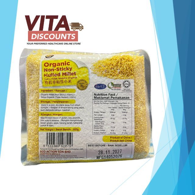 Eco Action/Lohas Organic Non-Sticky Hulled Millet (500g) [Exp 07/2027]