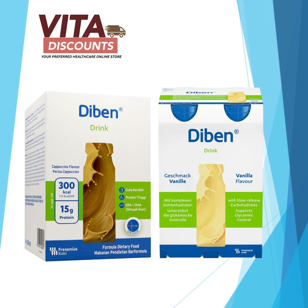 Diben Drink - Vanilla/Cappuccino (200ml x 4 Pack) [Exp 02/2027]