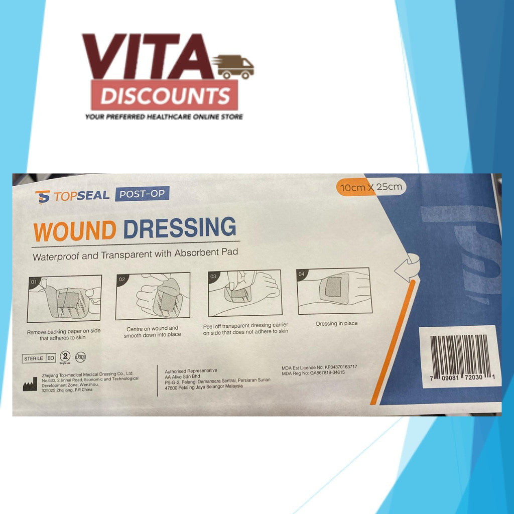 Topseal Post-Op Wound Dressing Wp And Tp With Ap One Piece (1's x 6x7cm/7x10cm/9x15cm/10x10cm/10x20cm/10x25cm)