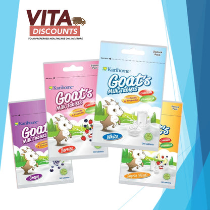 Karihome Goats Milk Tabs - Berries/Surprise/White/Grape (30's) [Exp 02/2027]