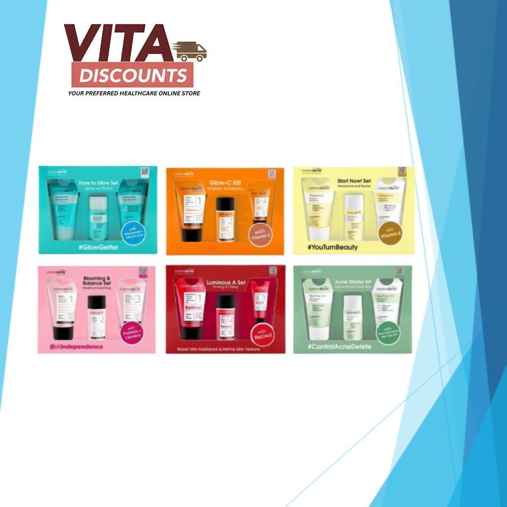 Cosmoderm Trial Set - Dare To Glow/Moisturise & Relief/Acne Starter Kit/Radiant & Clear/Glow-C [Exp 01/2027]