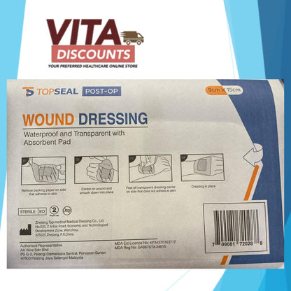 Topseal Post-Op Wound Dressing Wp And Tp With Ap One Piece (1's x 6x7cm/7x10cm/9x15cm/10x10cm/10x20cm/10x25cm)
