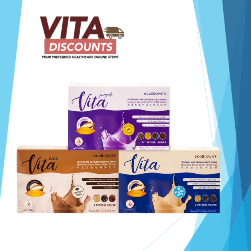 Ecobrown's Vita Wholegrain Rice Drink - Original/Coco Chocolate/Purple Riceberry (30g/35g x 10's)