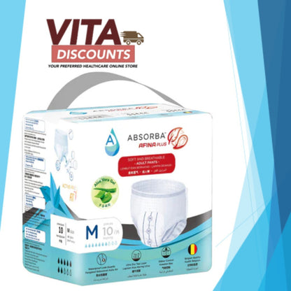 Absorba Afina Plus Adult Pants One Pack - Size M/L/XL (10's/9's/8's)
