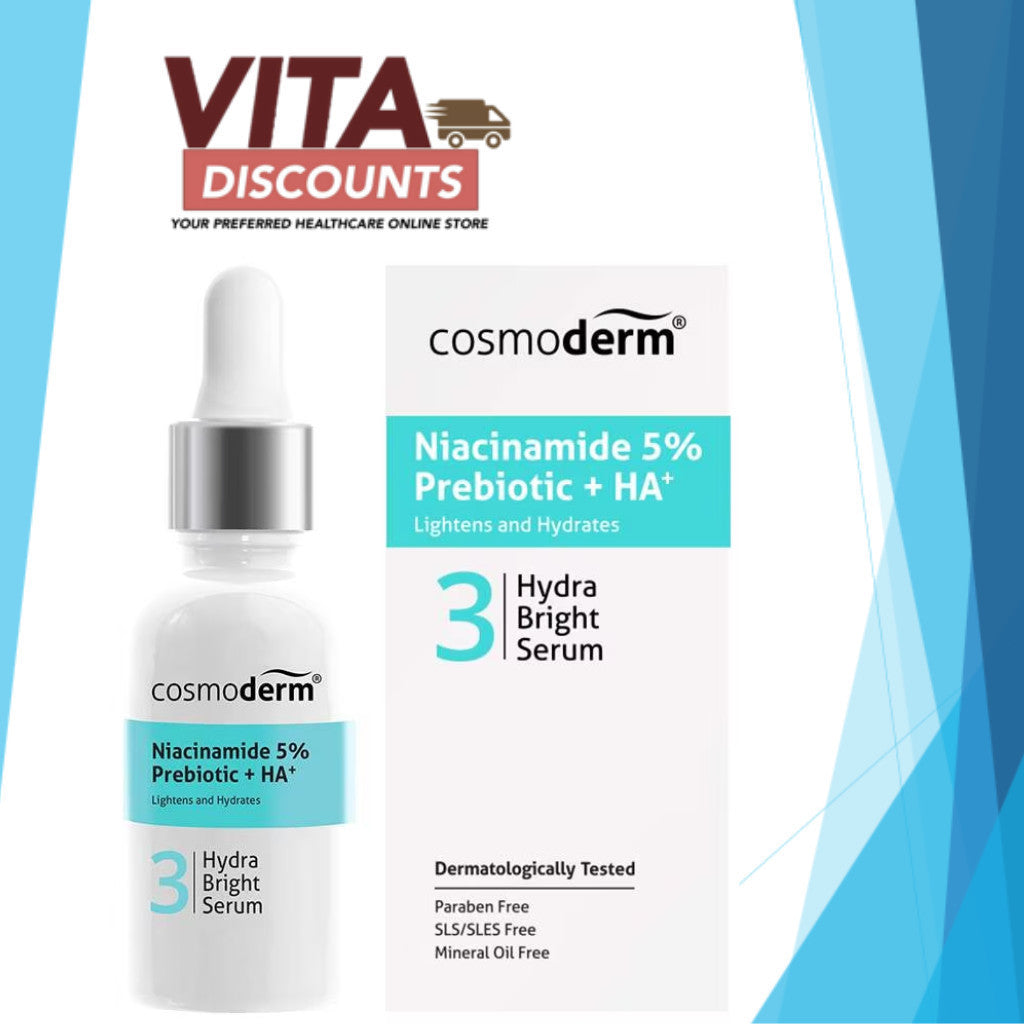 Cosmoderm Niacinamide 5% Prebiotic + Ha+ Hydra Bright Serum (30ml) [Exp 01/2028]