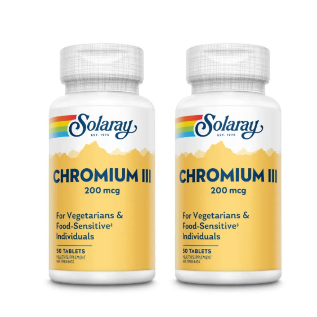 Solaray Chromium Iii 200mcg Tabs (50's x 2 Pack) [Exp 03/2027]