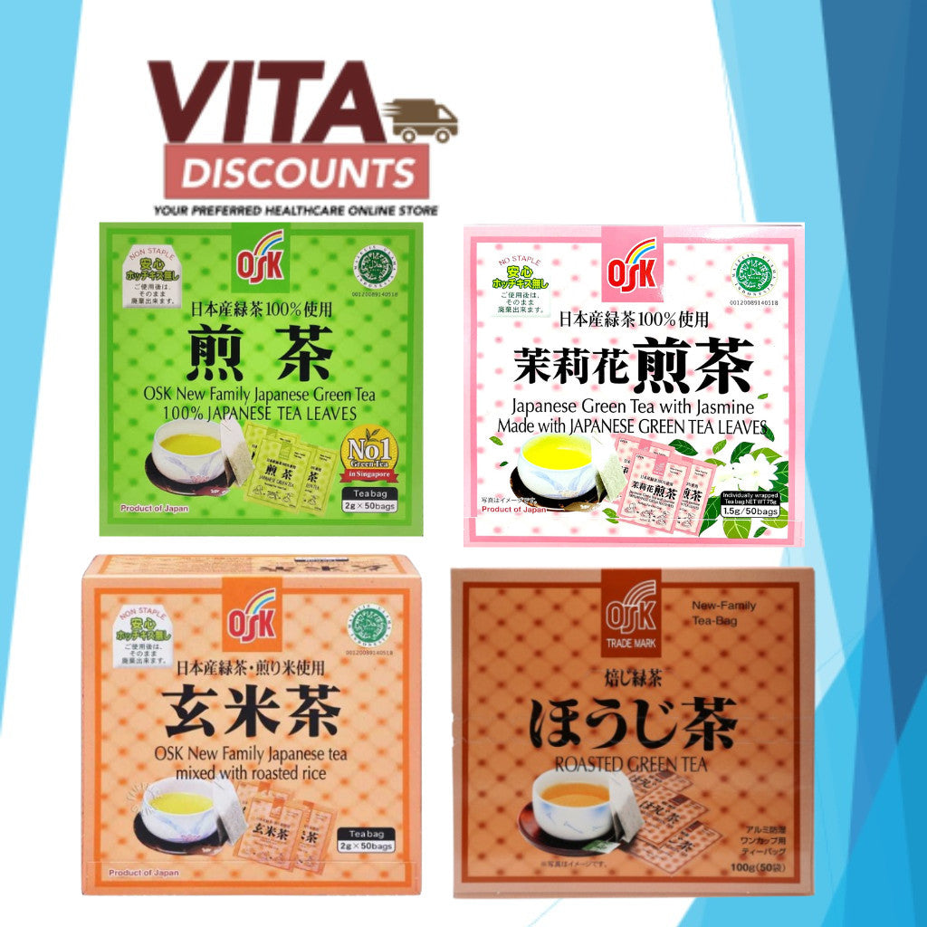Osk Roasted Japanese Green Tea/Japanese Green Tea With Jasmine/Regular/Roasted Rice (1.5g/2g x 50's) [Exp 11/2027]