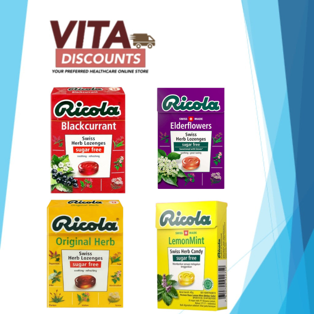 Ricola - Original/Blackcurrant/Elderflower/Lemonmint Sugar Free (40g)