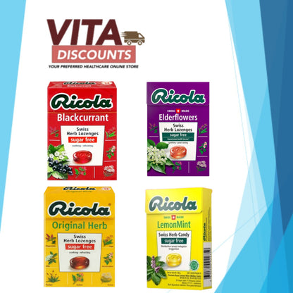 Ricola - Original/Blackcurrant/Elderflower/Lemonmint Sugar Free (40g)