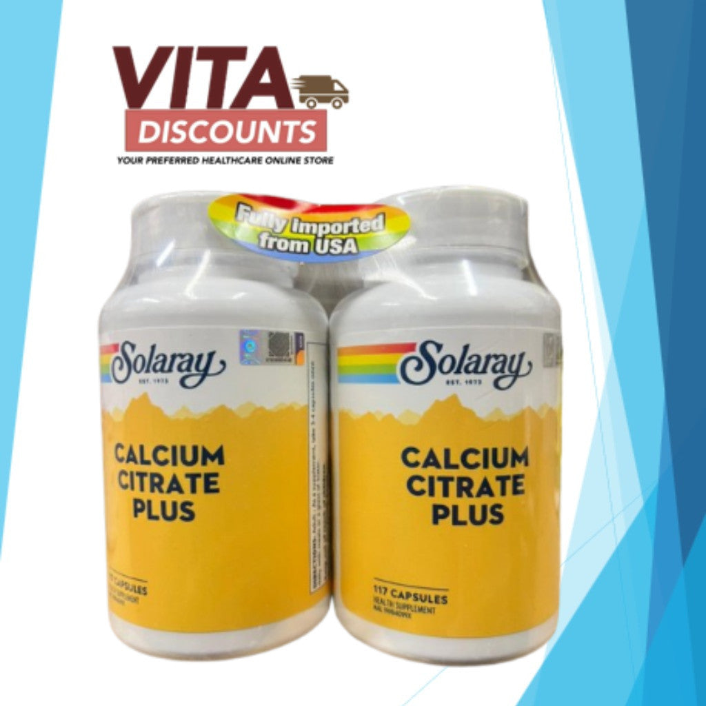 Solaray Calcium Citrate Plus Caps (117's x 2 Pack) [Exp 03/2028]