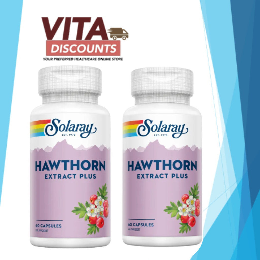 Solaray Hawthorn Extract Plus 100mg Caps (75's x 2 Pack) [Exp 10/2027]