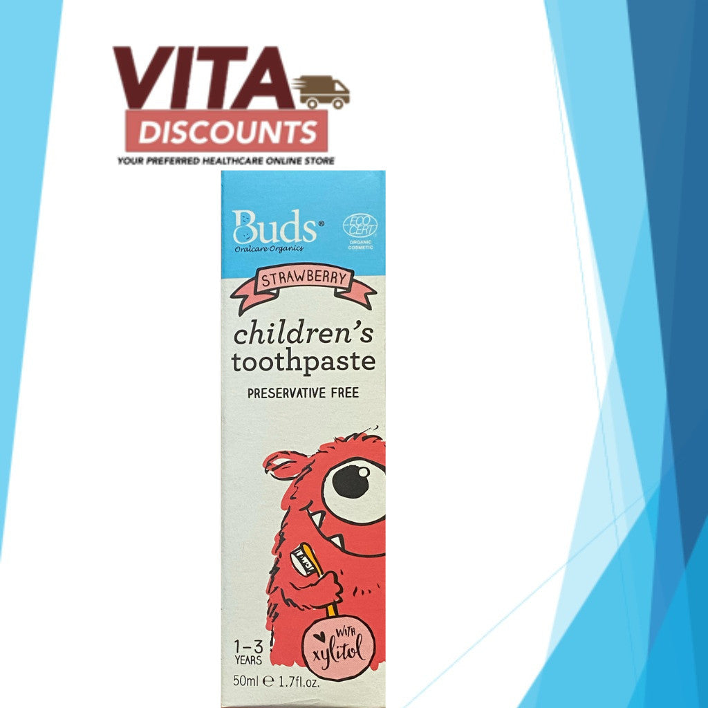 Buds Children Toothpaste - Fluoride/Xylitol Peppermint/Strawberry/Blackcurrant (50ml) [Exp 01/2028]