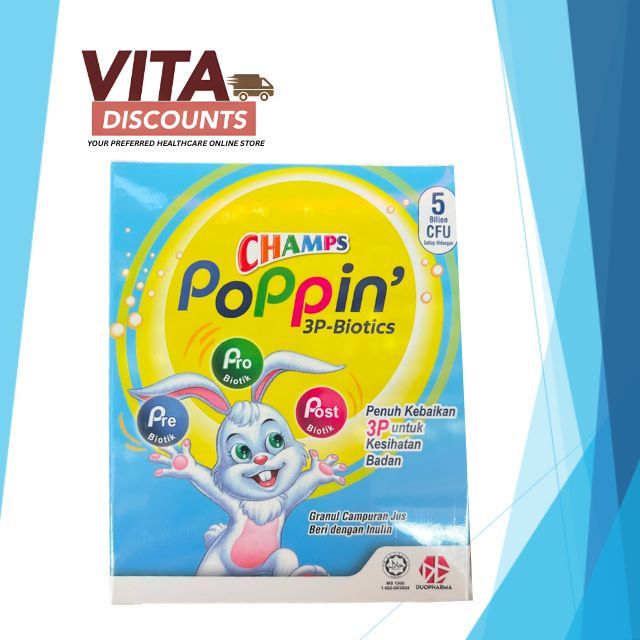 CHAMPS POPPIN' 3P-BIOTICS SACS 2.5G 30S EXP04/2028