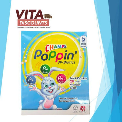 CHAMPS POPPIN' 3P-BIOTICS SACS 2.5G 30S EXP04/2028