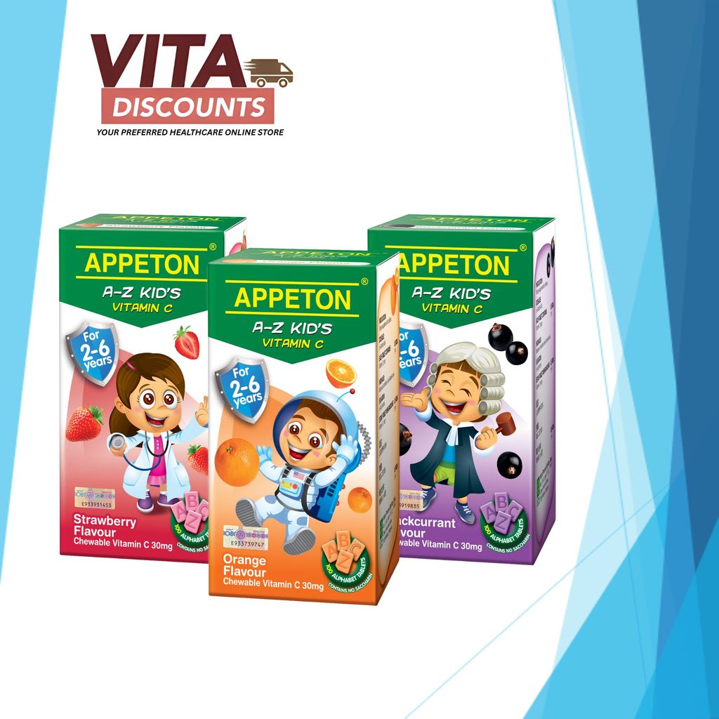 Appeton A-Z Kid's Vitamin C 30mg Tabs - Orange/Blackcurrant/Strawberry (100's) [Exp 12/2027]