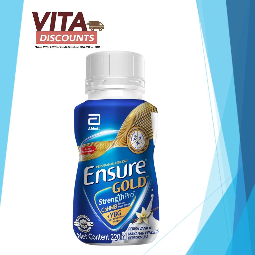 Ensure Gold Complete Nutrition Liquid Less Sugar - Vanilla/Coffee (220ml) [Exp 03/2027]