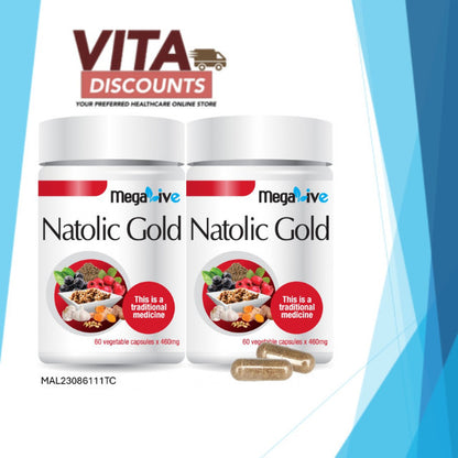 Megalive Natolic Gold Vcaps (60's) Pack-Of-2 [Exp 01/2028]  [Extra 2 Gift]