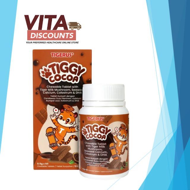 Tigerus Tiggy Cocoa With Tiger Milk Mushroom Ctabs (60's) [Exp 01/2028]  [Extra 1 Gift]