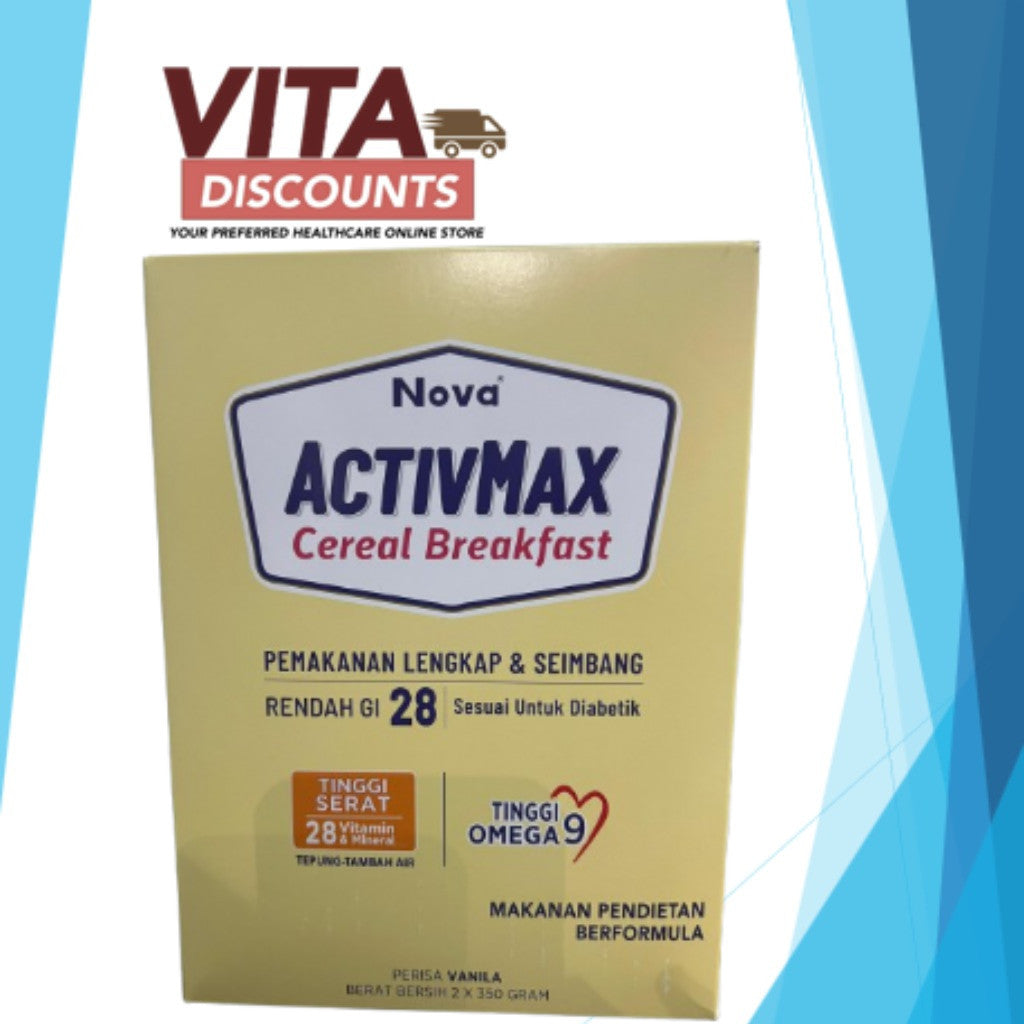 Nova Activmax Cereal Breakfast Powder Vanila (350g) Pack-Of-2 [Exp 08/2027]  [Extra 1 Gift]