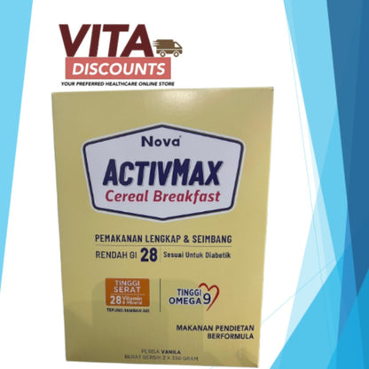 Nova Activmax Cereal Breakfast Powder Vanila (350g) Pack-Of-2 [Exp 08/2027]  [Extra 1 Gift]