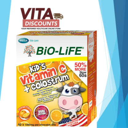 Bio-Life Kid's Vitamin C + Colostrum Ctabs Orange (60's) [Exp 01/2027]