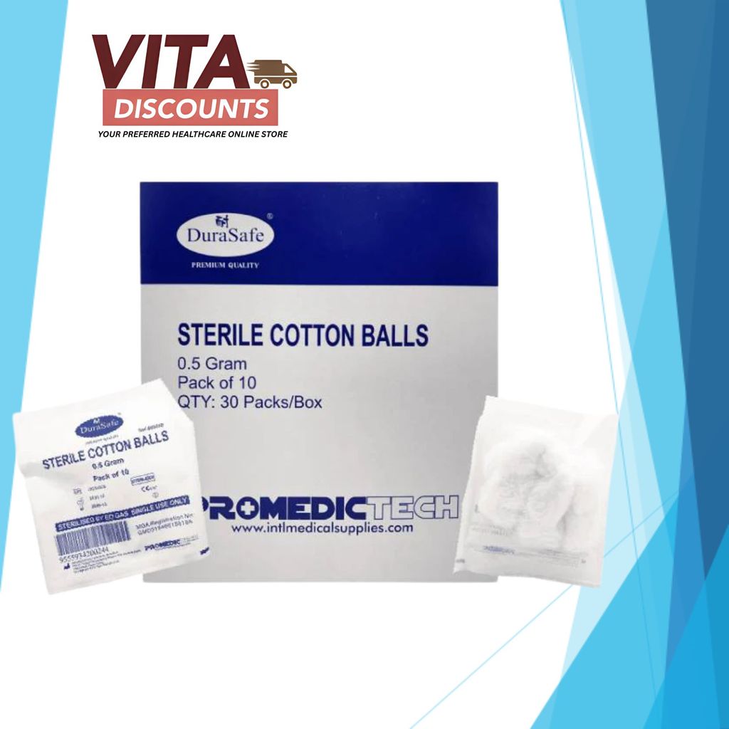 Durasafe Sterile Cotton Balls Full Box (10's x 30 Pack) [Exp 05/2028]