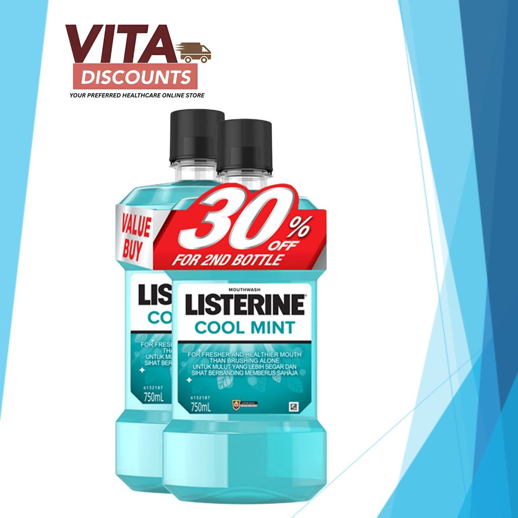 Listerine Mouthwash Cool Mint (750ml x 2 Pack) [Exp 10/2028]