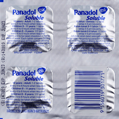 Panadol Soluble 500/427mg Tabs One Strip (4's)